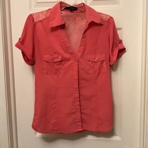 Coral button up shirt